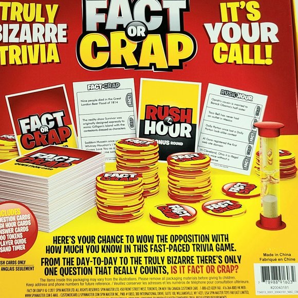 2011 Fact or Crap Card Game - China - Picture 4 of 12